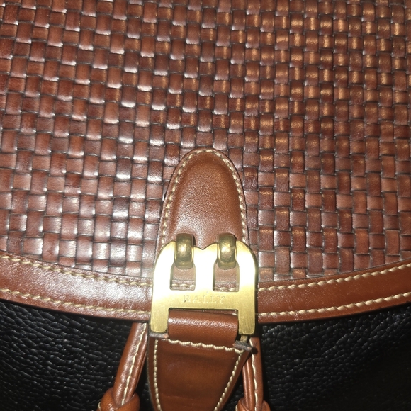 Euc Bally vintage black and brown woven leather backpack Bag - Picture 2 of 9